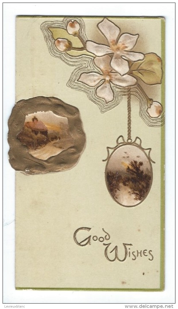 Carte De Voeux/Anglaise /Good Whishes/Gaufrée/Paysage D'hiver Et Fleurs/Vers 1930       CVE84 - Año Nuevo