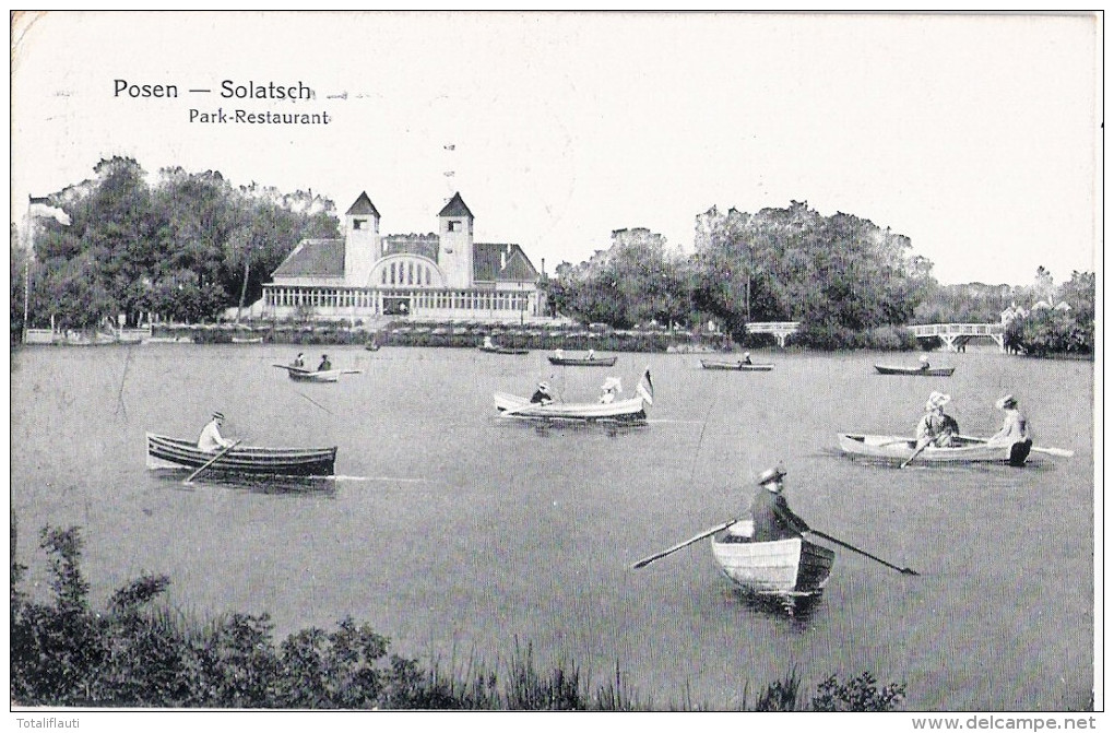 POSEN Solatsch Parkrestaurant Belebt Ruderboote Gelaufen Als Feldpost Mit Formationsstempel 23.9.1916 - Posen