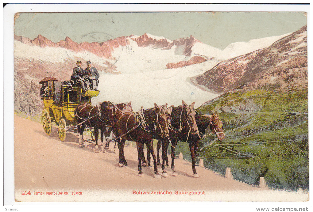 CPA SCHWEIZERISCHE GEBIRGSPOST ATTELAGE CHEVAUX DILIGENCE POSTE ? SUISSE ? - Risch-Rotkreuz