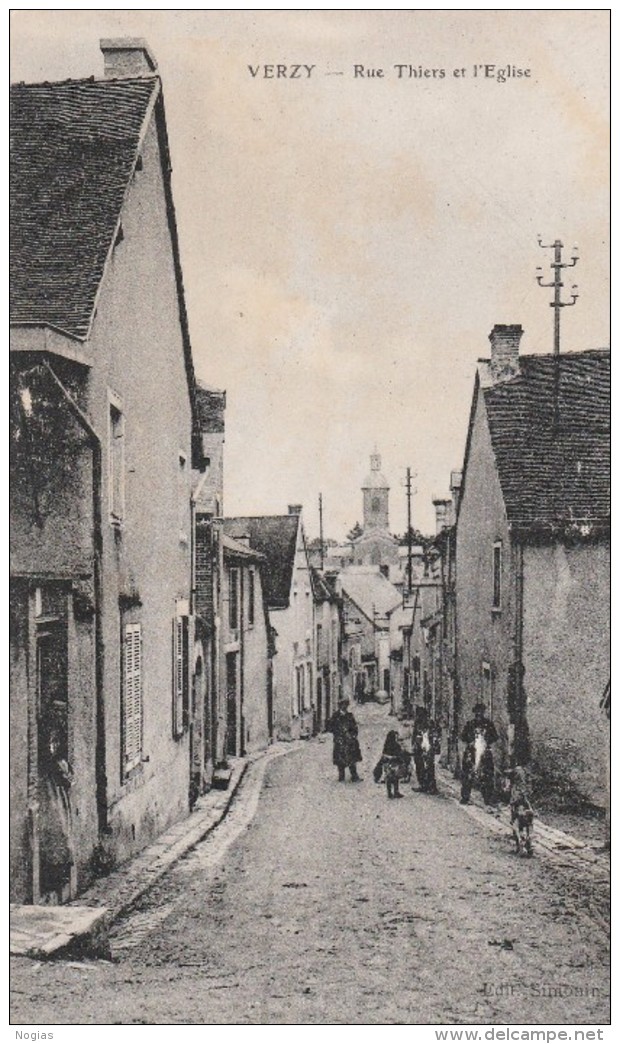 VERZY - LA RUE THIERS ET L'EGLISE - BELLE CARTE ANIMEE -  TOP !! - Verzy