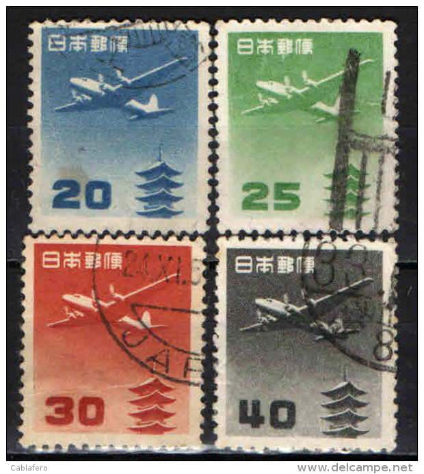 GIAPPONE - 1952 - PAGODA ED AEREO - USATI - Airmail