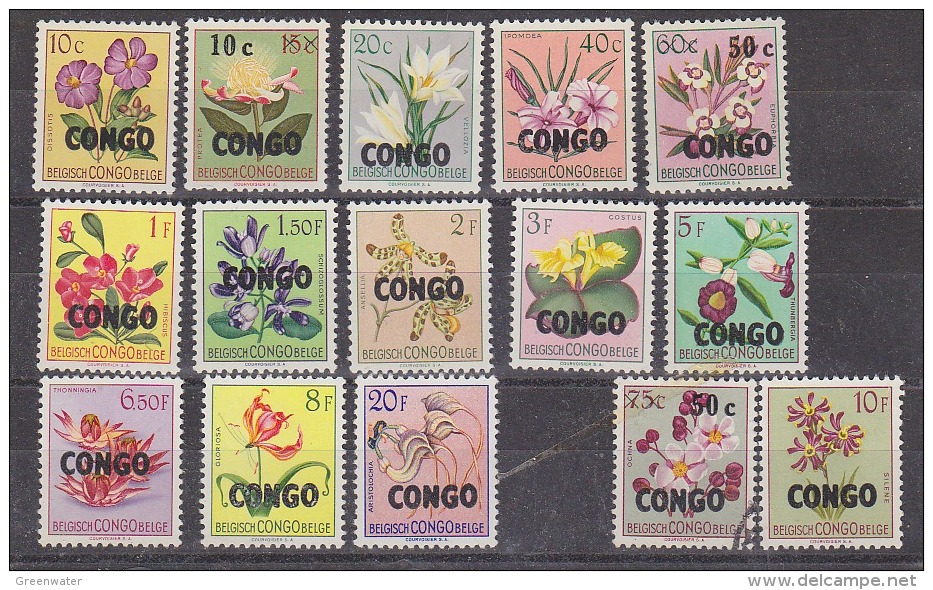 Congo 1960 Bloemen Opdruk "Congo" 13w ** Mnh  (+2w Waarvan 1 Gest   20Fr Met Scheurtje) (29680) - Neufs