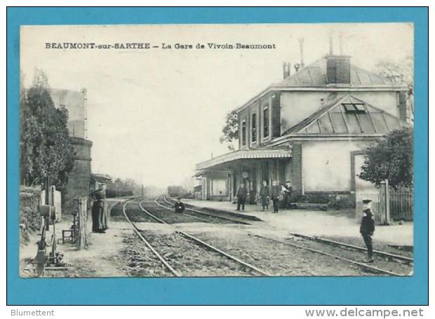 CPA - Chemin De Fer Train Gare De Vivoin-Beaumont BEAUMONT-SUR-SARTHE 72 - Beaumont Sur Sarthe