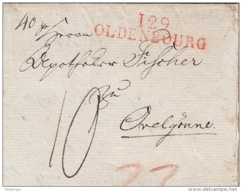 France Deutschland Dept. Conquis 1812 "129 OLDENBOURG" Lettre Oldenburg Pour Ovelgönne (o161) - 1792-1815: Départements Conquis