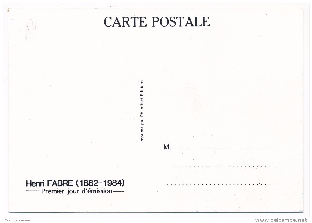 FRANCE => Carte Maximum - Henri Fabre - Marseille 1986 - 1980-1989