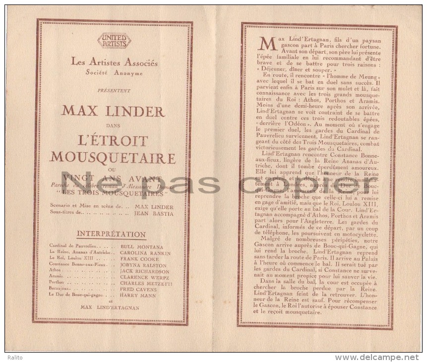 Programme Avant-première Cinéma1922 Max Linder Paris - Programs