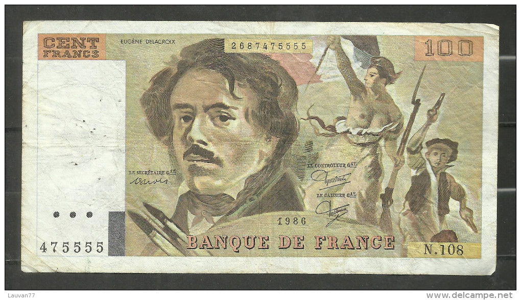 100 Francs Delacroix 1986 N.108 - 100 F 1978-1995 ''Delacroix''