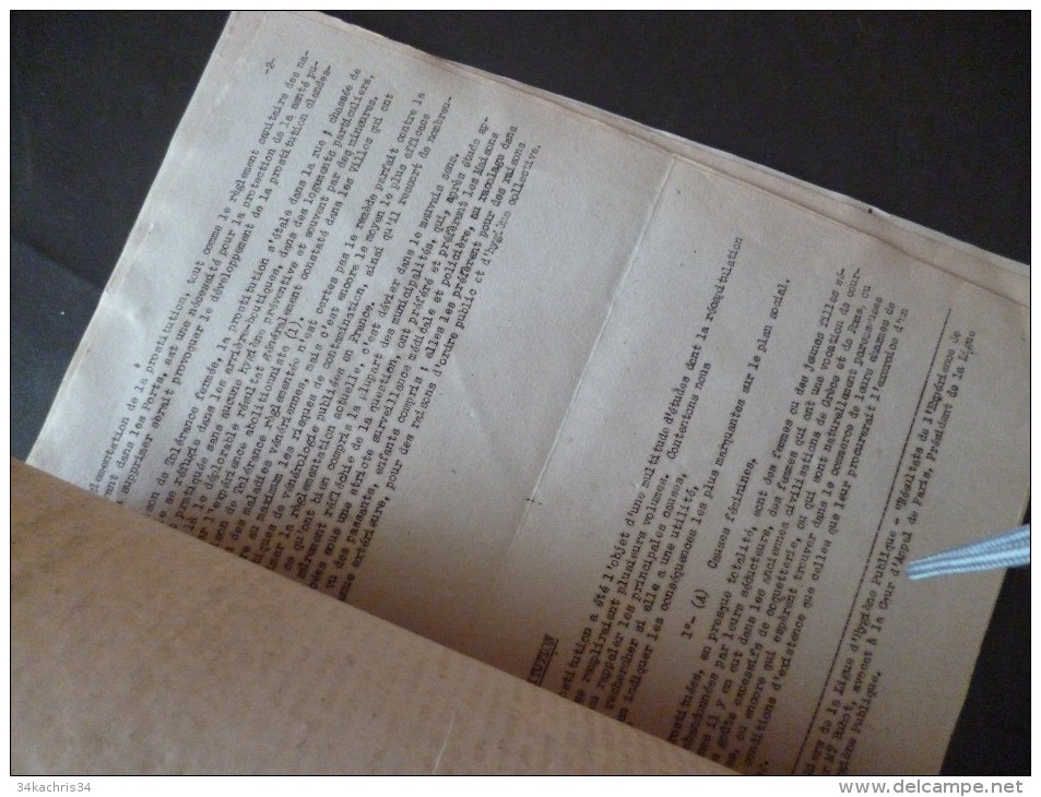 Document Typographié  Prostitution SOS à La Santé Publique Dr Larille 1 Février 1946 - Manuscrits