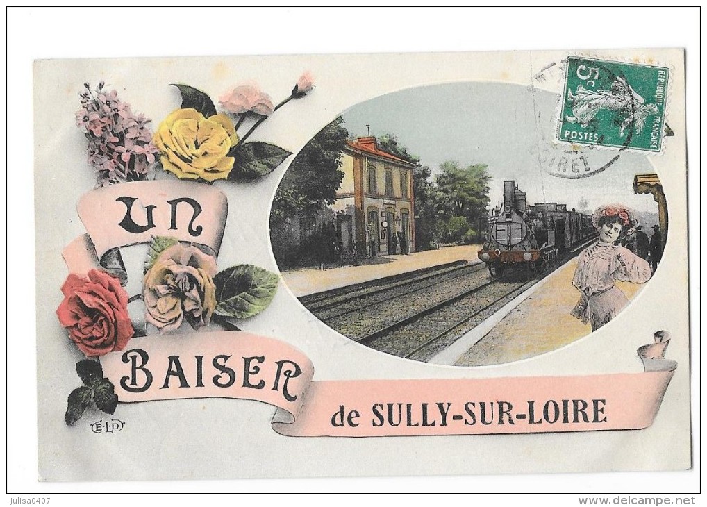 SULLY SUR LOIRE (45) Carte Fantaisie Baiser De Train - Sully Sur Loire