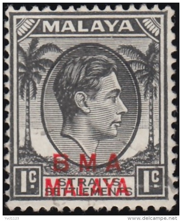 STRAITS SETTLEMENTS - Scott #256 King George VI (*) / Used Stamp - Malaya (British Military Administration)