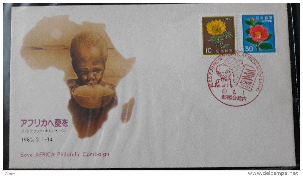 JAPAN 1985 Commemorative Cover Postmark  Save Africa With Lowe - Omslagen