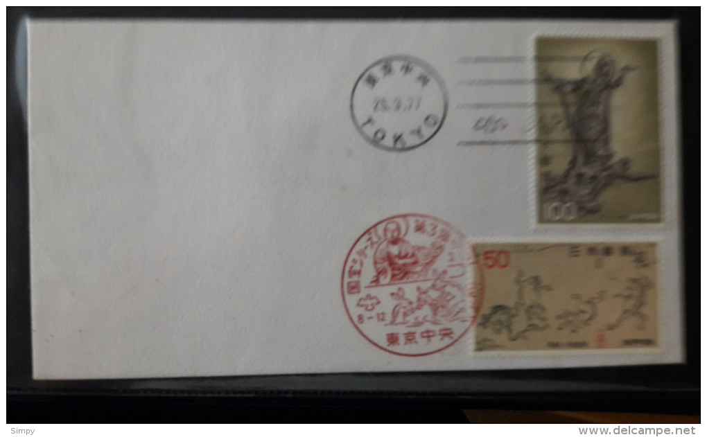 JAPAN 1977 Commemorative Cover Postmark  Painting, Rabbit, Tokyo - Covers