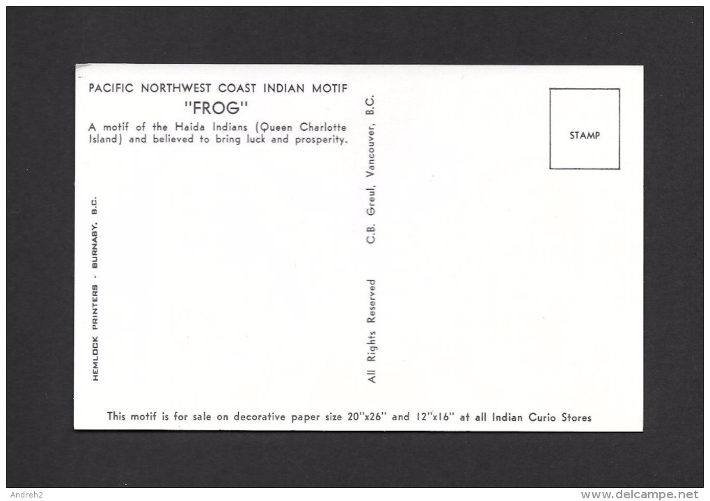INDIENS DE L´AMÉRIQUE DU NORD - PACIFIC NORTHWEST COAST INDIAN MOTIF - FROG - SEE MY DESCRIPTION - Indiens D'Amérique Du Nord