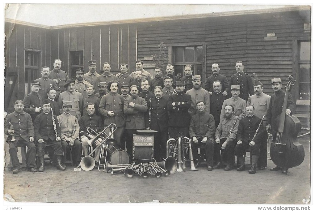 RENNBAHN MUNSTER (Allemagne) Carte Photo Camp De Prisonniers Guerre 1914-18 Fanfare Cachets - Muenster