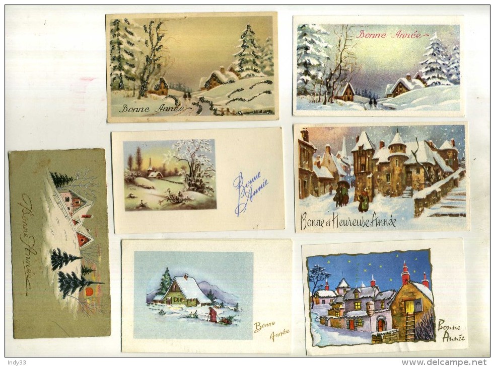 - LOT DE 16 PETITES CARTES BONNE ANNEE . PAYSAGES . - New Year