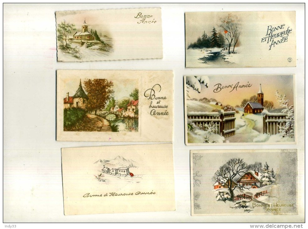 - LOT DE 16 PETITES CARTES BONNE ANNEE . PAYSAGES . - New Year