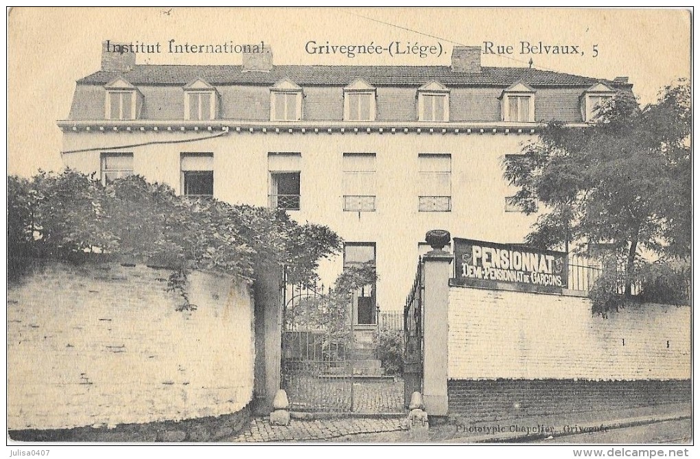 GRIVEGNEE LIEGE (Belgique) Pensionnat Rue Belvaux - Luik