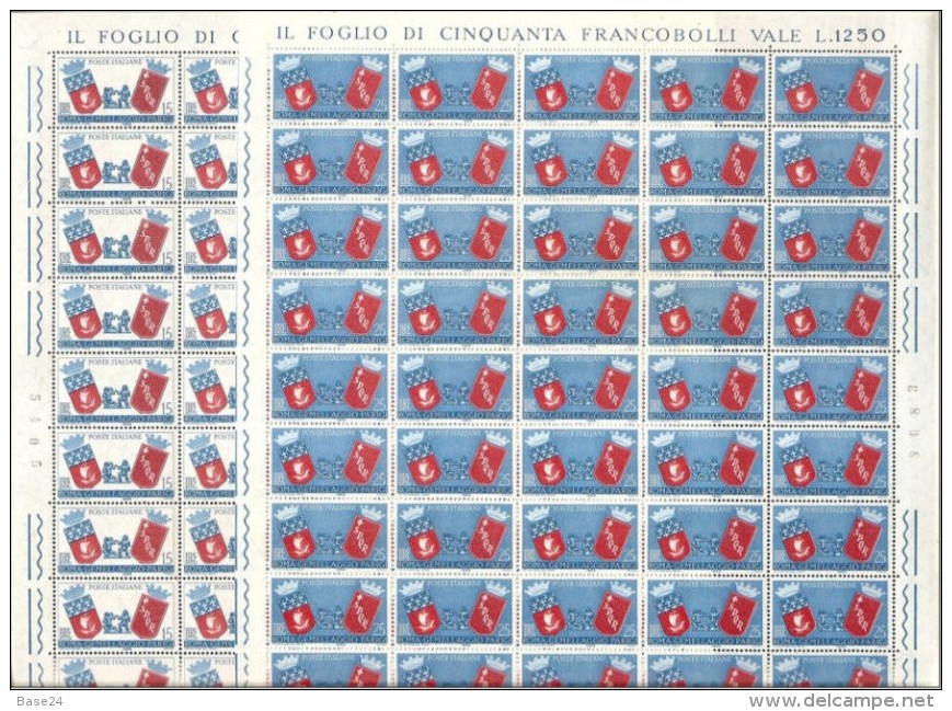 1959 Italia Italy Repubblica GEMELLAGGIO ROMA PARIGI  TWINNING 47 + 3 Serie Di 2v. MNH** - Feuilles Complètes