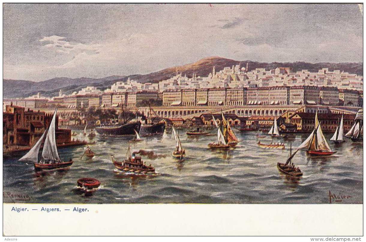 ALGIER - Künstlerkarte Gel.als Feldpost 1917, Roter K.k.Stempel - Algerien