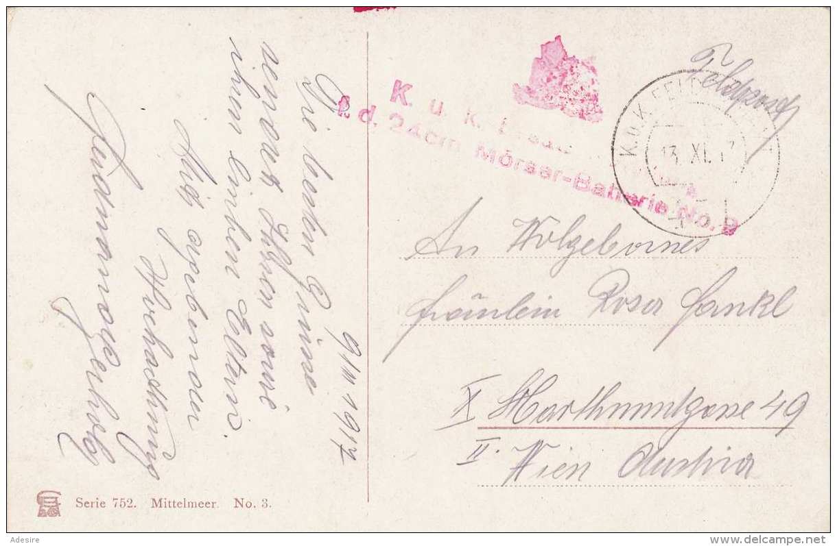 ALGIER - Künstlerkarte Gel.als Feldpost 1917, Roter K.k.Stempel - Algerien