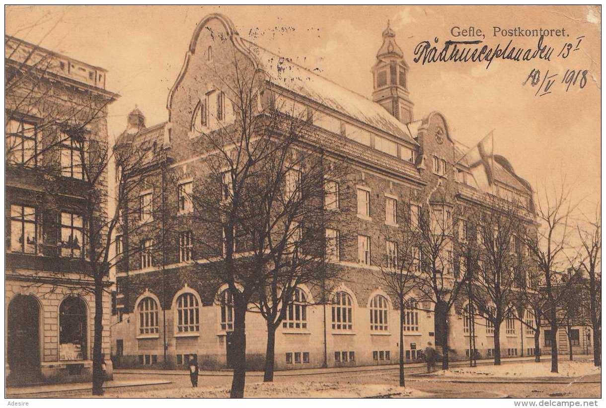 GEFLE (Schweden) - Postkontoret, Gel.1918, Zensurstempel, 10 Ö Marke - Schweden