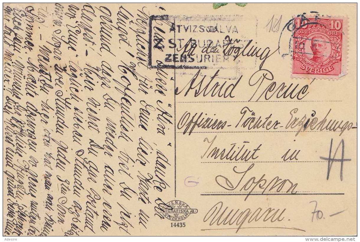 GEFLE (Schweden) - Postkontoret, Gel.1918, Zensurstempel, 10 Ö Marke - Schweden