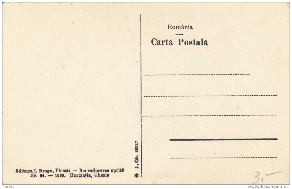 PLOESTI (Rumänien) - Plata Unirei Cu Statula Libertäfel, Grädina Noua Si Primäria, Karte 1929 - Rumänien