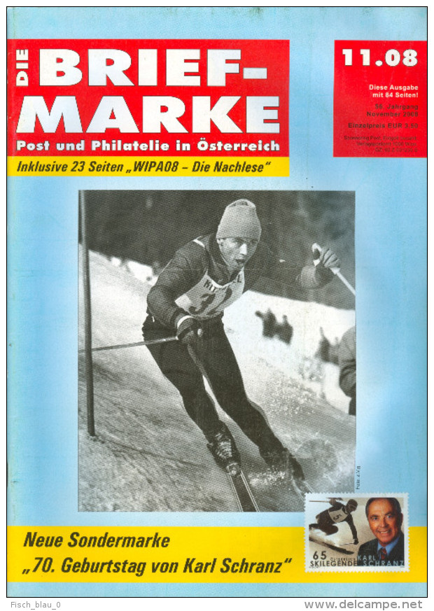 Magazin Die Briefmarke 11/2008 Sondermarke 70. Geburtstag Karl Schranz Ski Alpin Postkutschenblock Raubphilatelie WIPA08 - Alemán (desde 1941)