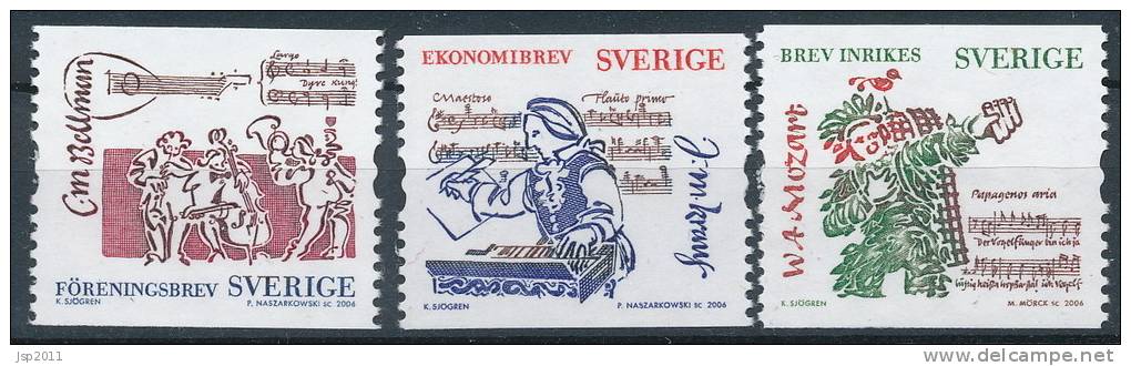 Sweden 2006 Facit #  2559-2661A. Bellman, Kraus And Mozart, MNH (**) - Ongebruikt