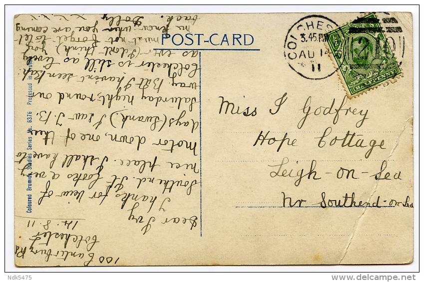 PRETTY GIRL & FLOWERS / POSTMARK - COLCHESTER DUPLEX / ADDRESS - LEIGH ON SEA, HOPE COTTAGE, SOUTHEND - Colchester