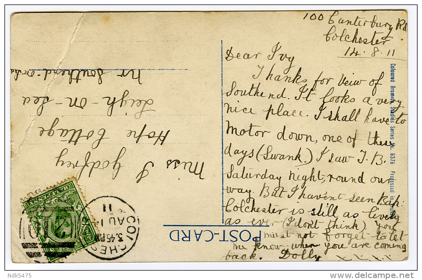 PRETTY GIRL & FLOWERS / POSTMARK - COLCHESTER DUPLEX / ADDRESS - LEIGH ON SEA, HOPE COTTAGE, SOUTHEND - Colchester