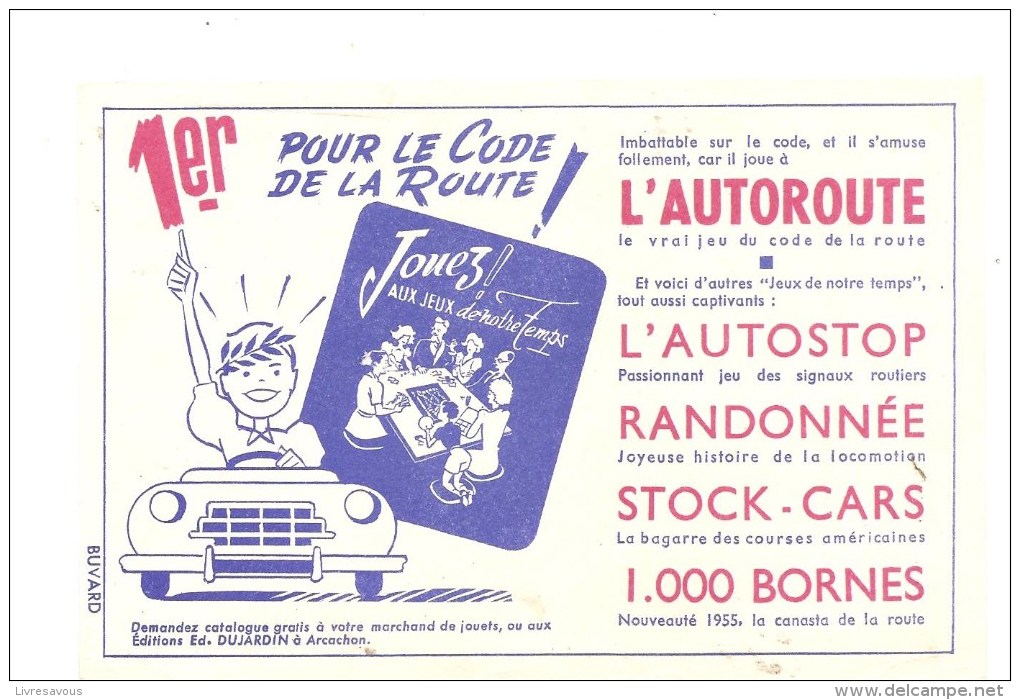 Buvard Jeu Jouez! Aux Jeux De Notre Temps 1er Pour Le Code De La Route! L'autoroute, ... Couleur Bleue - Enfants