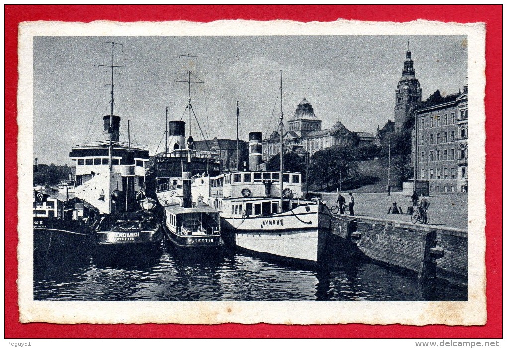 Pologne. Stettin ( Szczecin). Abfahrtstelle Der Rügendampfer. Waly Chrobrego. 1941 - Pologne