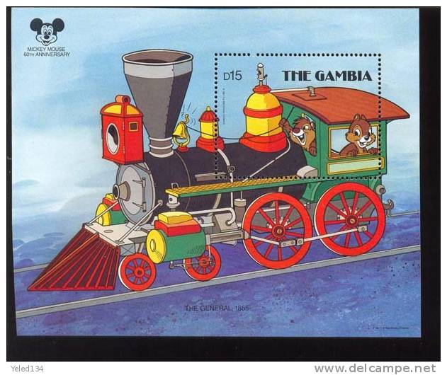 MINT NEVER HINGED SOUVENIR SHEET OF DISNEY  TRAIN ; HISTORIC LOCOMOTIVES    #  148-2  (   GAMBIA   718 - Disney