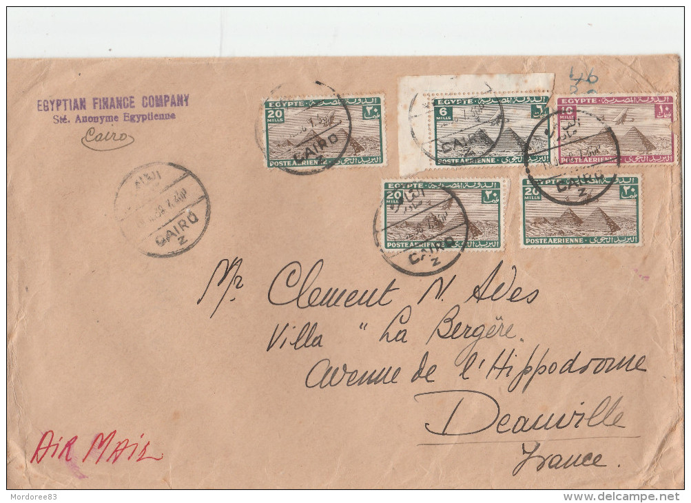 EGYPTE LETTRE AVION LE CAIRE 19/7/1938 POUR FRANCE DEAUVILLE                                 TDA105 - Poste Aérienne