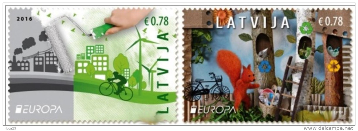 2016 Latvia Lettland Lettonie Europa -CEPT Think Green Ecology - Bicycles  STAMPS MNH - 2016
