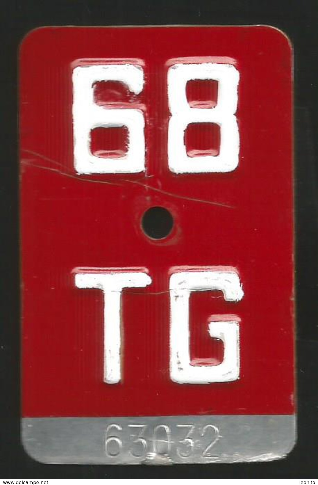 Velonummer Thurgau TG 68 - Plaques D'immatriculation
