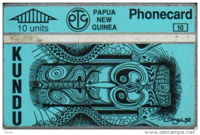 PAPUA NEW GUINEA 10 U NATIVE ART BLUY PNG-024a L & G CODE:306B CV.$10US READ DESCRIPTION !! - Papua Nueva Guinea