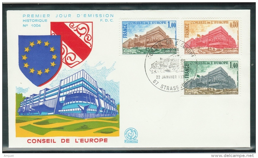 France // Timbres De Service //Conseil De L´Europe //  Y&T 53-54-55  FDC 1977 - Briefe U. Dokumente