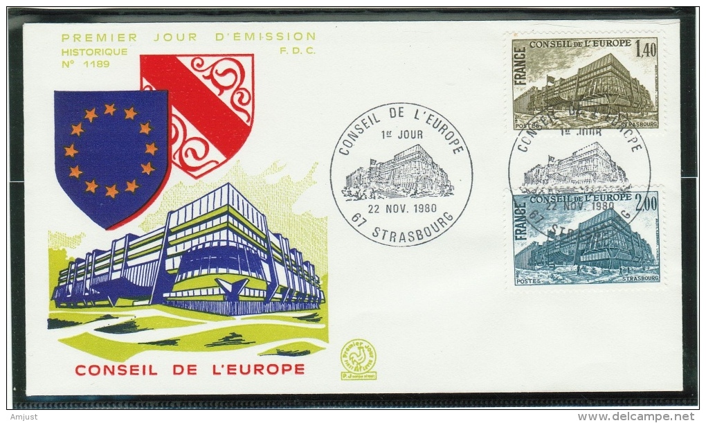 France // Timbres De Service //Conseil De L´Europe //  Y&T 63-64  FDC 1980 - Cartas & Documentos