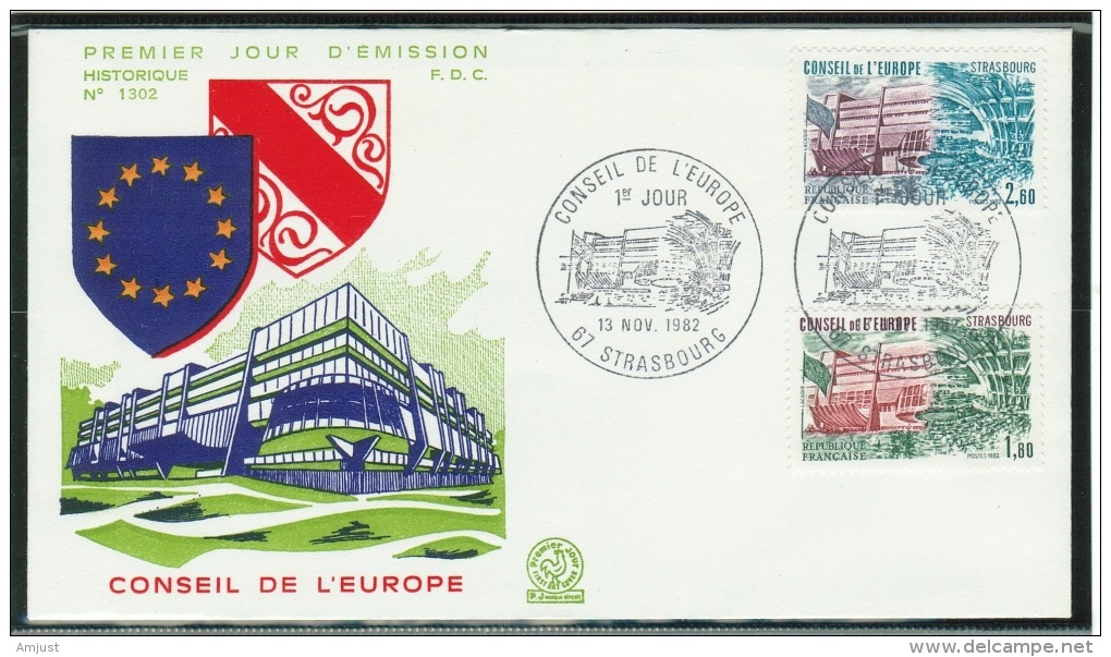 France // Timbres De Service //Conseil De L´Europe //  Y&T 73-74  FDC 1982 - Lettres & Documents