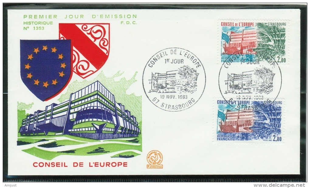 France // Timbres De Service //Conseil De L´Europe //  Y&T 77-78  FDC 1983 - Lettres & Documents