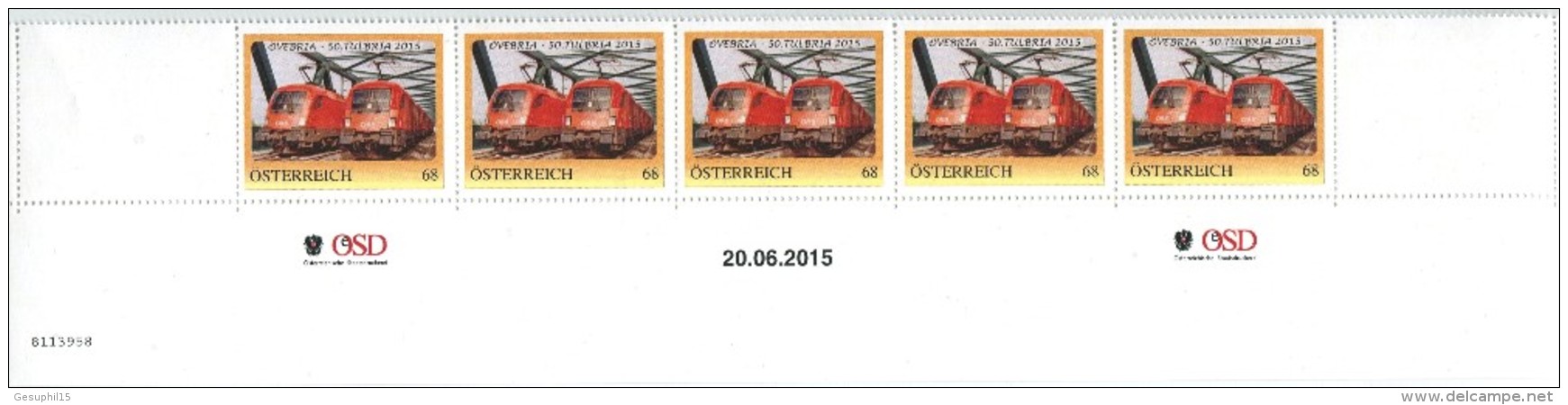 ÖSTERREICH / 8113958 / ÖVEBRIA - 50. TULBRIA 2015 / 5 Er Streifen Mit Nummer / Postfrisch / ** / MNH - Personalisierte Briefmarken