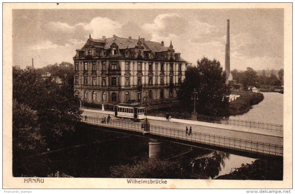 Hanau, Wilhelmsbrücke Mit Strassenbahn, Feldpost 1914 - Hanau