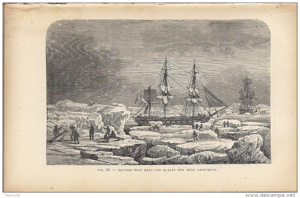 Navires Pris Dans Les Glaces Des Mers Arctiques - Bateau Expédition   1892 - Prints & Engravings