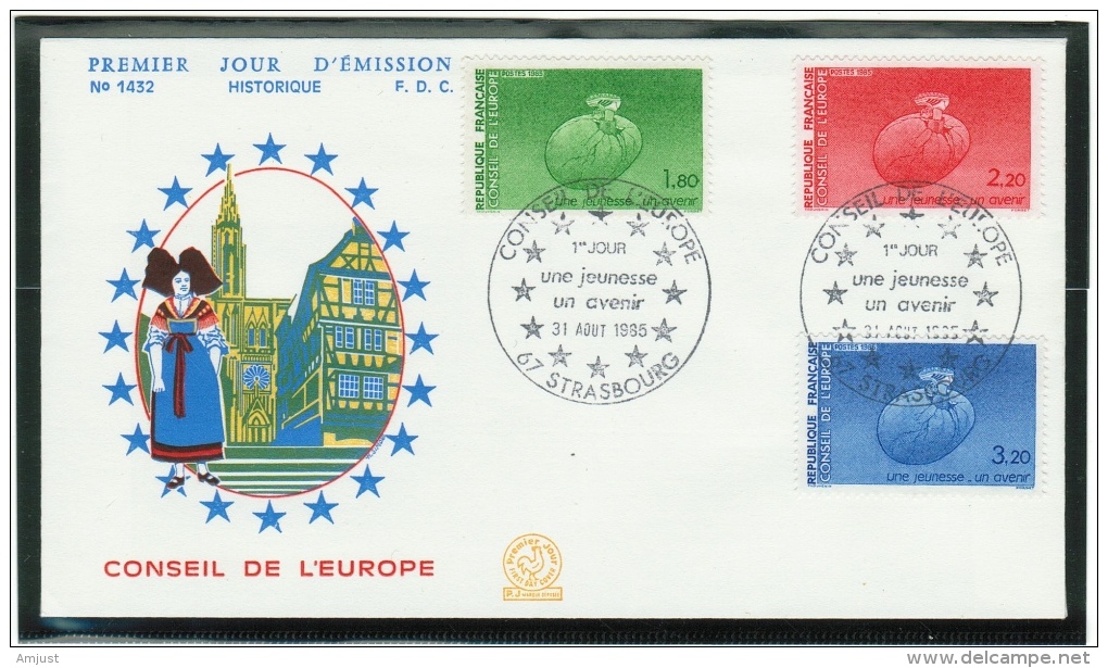 France // Timbres De Service //Conseil De L´Europe //  Y&T 85-86-87  FDC 1985 - Cartas & Documentos