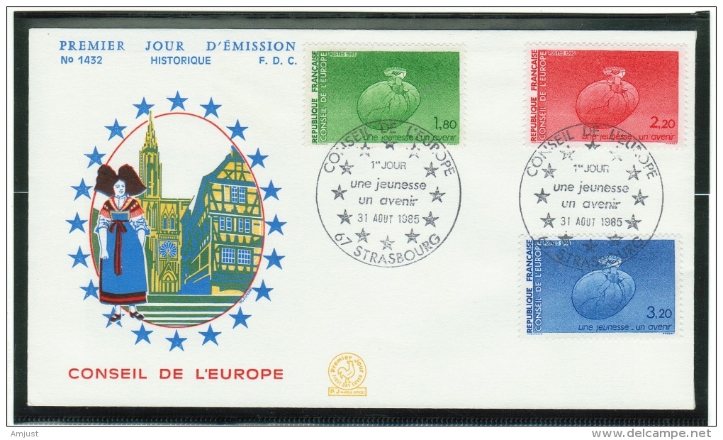 France // Timbres De Service //Conseil De L´Europe //  Y&T 85-86-87  FDC 1985 - Lettres & Documents