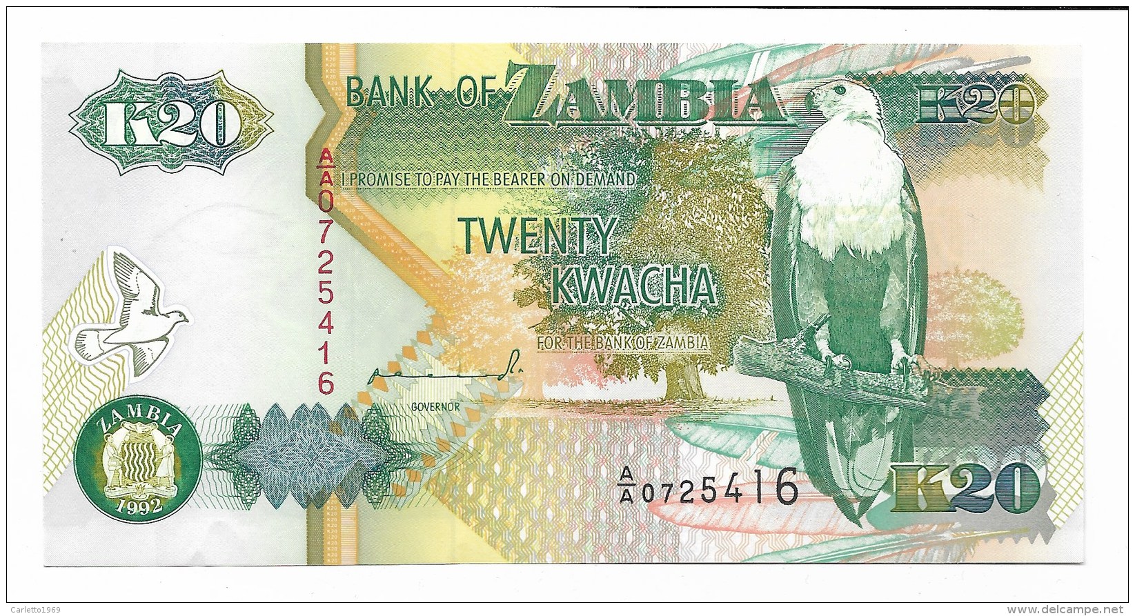 BANCONOTA ZAMBIA K20 TWENTY KWACHA FDC - Sambia