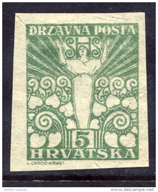 YUGOSLAVIA (SHS) 1919 Allegorical Definitive 5 F. Imperforate LHM / *.. Michel 90U Cat. €70 - Nuovi