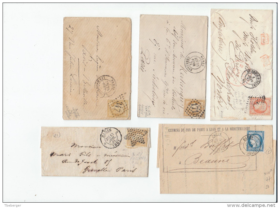 France Lot 30 Covers 1857 - 1876 Incl. Lyon Pour Alexandrie (timbre Detaché), Cardinal Lemoine, ASNA Commune (o229) - Collections